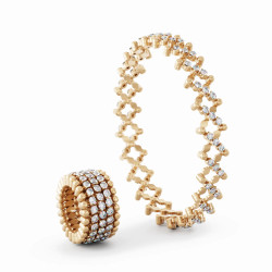 Anillo Pulsera Oro Rosa Diamantes Serafino Consoli