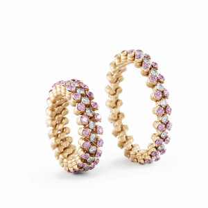 Anillo Multi Size Oro Rosa Diamantes Zafiros Serafino Consoli