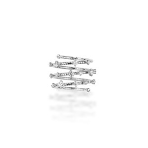 Anillo Flexible Oro Blanco Diamantes Mattia Cielo
