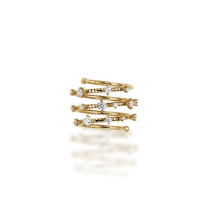 Anillo Flexible Oro Amarillo Diamantes Mattia Cielo