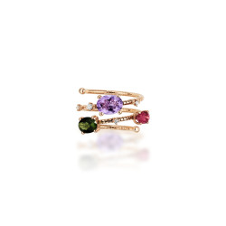 Anillo Flexible Oro Rosa Diamantes Turmalinas Mattia Cielo