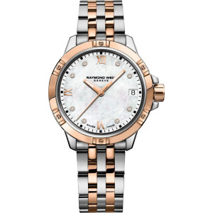 Tango Classic 30mm Bicolor Esfera Nácar Blanco Diamantes Raymond Weil