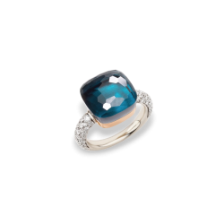 Anillo Nudo Maxi Oro Blanco Topacio Azul London Pomellato