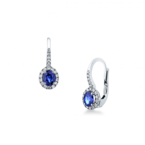 Pendientes Oro Blanco Diamantes Zafiros Irantzuline