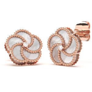 Pendientes Verona Oro Rosa Madreperla Diamantes Irantzuline