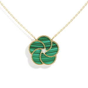 Collar Verona Oro Amarillo Malaquita Diamante Irantzuline
