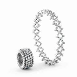 Anillo Pulsera Oro Blanco Diamantes Serafino Consoli
