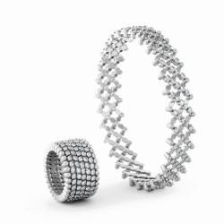 Anillo Pulsera Oro Blanco Diamantes Serafino Consoli