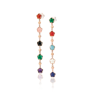 Pendientes Figlia Dei Fiori Oro Rosa Diamantes Piedras Naturales PasqualeBruni