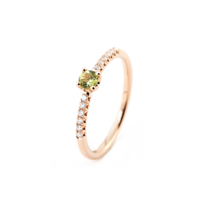 Anillo Rainbow Oro Rosa Diamantes Peridoto Irantzuline