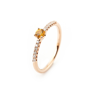 Anillo Rainbow Oro Rosa Diamantes Zafiro Amarillo Irantzuline