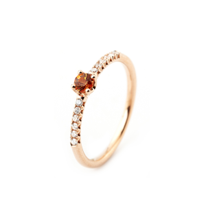 Anillo Rainbow Oro Rosa Diamantes Zafiro Naranja Irantzuline