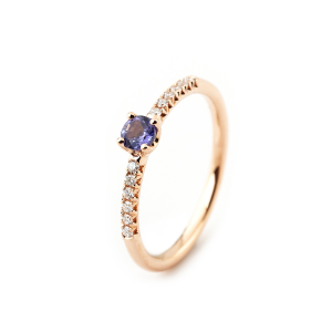 Anillo Rainbow Oro Rosa Diamantes Tanzanita Irantzuline
