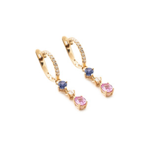 Pendientes Zafiro Azul y Rosa Irantzuline