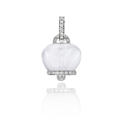 Colgante Campanelle Oro Blanco Cristal de Roca Diamantes Chantecler Capri