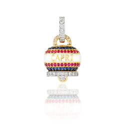Colgante Campanelle Oro Amarillo Zafiros Rubis Diamantes Chantecler Capri