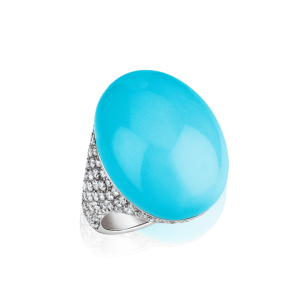 Anillo Cherie Oro Blanco Turquesa Diamantes Chantecler Capri