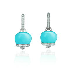 Pendientes Campanelle oro blanco diamantes y turquesa Chantecler Capri