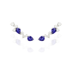 Pendientes Trepadores Oro Blanco Diamantes Zafiros Irantzuline