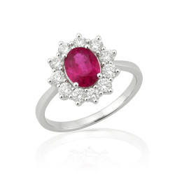 Anillo Orla Oro Blanco Diamantes Rubi Irantzuline