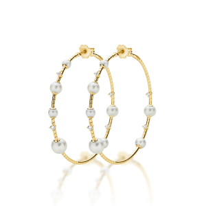 Pendientes Oro Amarillo Diamantes Perlas Mattia Cielo