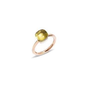 Anillo Nudo Petit Oro Rosa Cuarzo Limón Pomellato