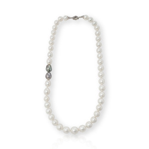 Collar Oro Blanco Perlas Diamantes IrantzuLine