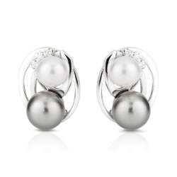 Pendientes Oro Blanco Perlas Diamantes IrantzuLine