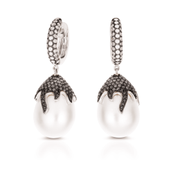 Pendientes Oro Blanco Perlas Diamantes IrantzuLine