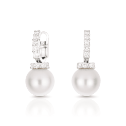 Pendientes Oro Blanco Perlas Diamantes IrantzuLine