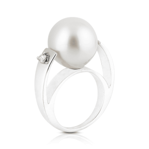 Anillo Oro Blanco Perla Diamantes IrantzuLine