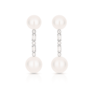 Pendientes Oro Blanco Perlas Diamantes IrantzuLine