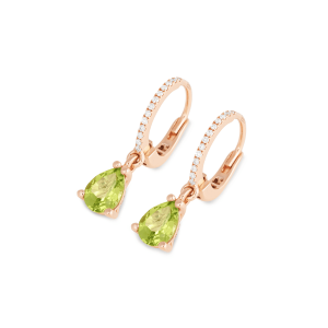 Pendientes Oro Rosa Diamantes Peridotos Irantzuline