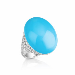Anillo Cherie Oro Blanco Turquesa Diamantes Chantecler Capri