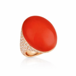 Anillo Cherie Oro Rosa Coral Diamantes Chantecler Capri