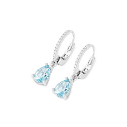 Pendientes Oro Blanco Diamantes Topacios Irantzuline
