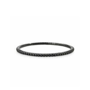 Pulsera Tennis Flexible Oro Blanco Diamantes Negros Recarlo