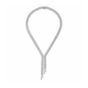Collar Lariat Face Round oro blanco diamantes Recarlo