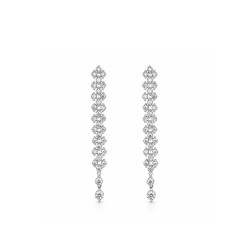 Pendientes largos Face Round oro blanco diamantes Recarlo