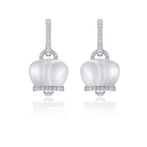Pendientes Campanelle oro blanco diamantes cristal de roca Chantecler Capri