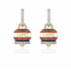 Pendientes Campanelle oro amarillo diamantes rubíes zafiros Chantecler Capri