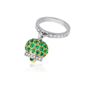 Anillo Campanelle oro amarillo y blanco diamantes esmeraldas Chantecler Capri