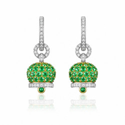 Pendientes Campanelle oro amarillo y blanco diamantes esmeraldas Chantecler Capri