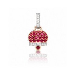 Colgante Campanelle oro rosa y blanco diamantes rubíes Chantecler Capri