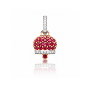 Colgante Campanelle oro rosa y blanco diamantes rubíes Chantecler Capri