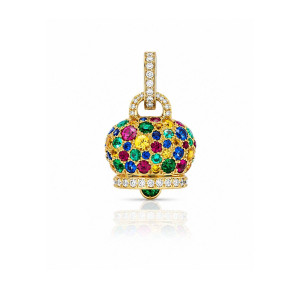 Colgante Campanelle oro amarillo y blanco diamantes rubíes esmeraldas zafiros Chantecler Capri