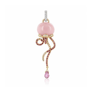 Colgante Campanelle oro rosa y blanco diamantes zafiros ópalo Chantecler Capri