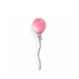 Broche Palloncino oro blanco rodonita diamantes Vhernier