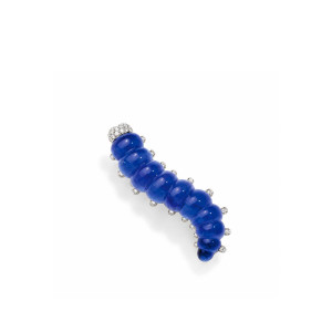 Broche Bruco oro blanco lapislázuli diamantes Vhernier