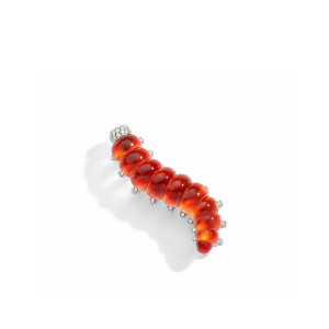 Broche Bruco oro blanco cornalina diamantes Vhernier